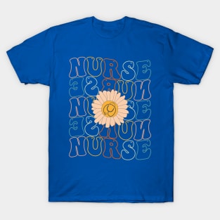 Retro Groovy For Women Nursing For Nurses Week Nurse Life Shirt T-Shirt